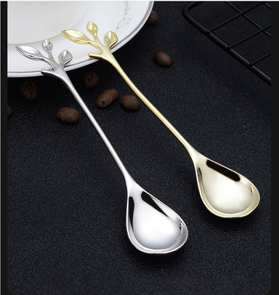 Cuchara Decorativa para Postres - Diseño de Hoja Pequeña - Image 3
