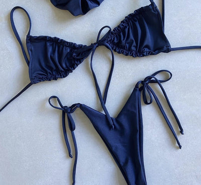 Bikini Deportivo de Tiras Ajustables en Color Sólido - Image 36