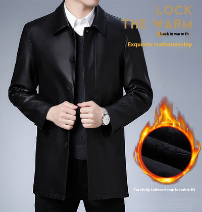Chaqueta de Cuero para Hombre con Forro Térmico y Solapa - Image 7