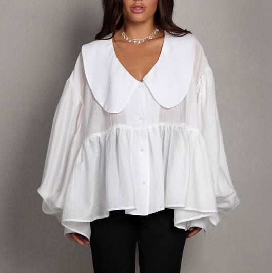 Blusa Elegante con Mangas Abullonadas y Volantes - Image 2