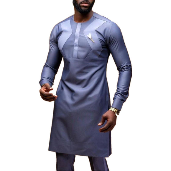 Camisa Casual Azul Slim Fit con Cuello de Pie para Jóvenes