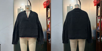 Blusa Denim Holgada de Cuello V y Manga Larga Versátil - Image 26