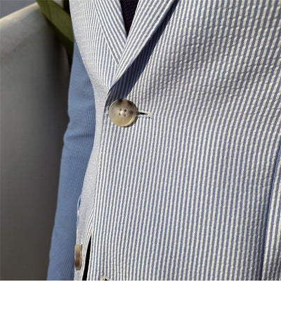 Traje Seersucker a Rayas Azules para Hombre - Image 9