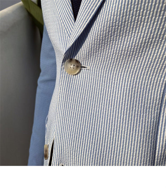 Traje Seersucker a Rayas Azules para Hombre - Image 9