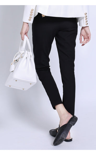 Pantalón Skinny Cropped Cintura Alta Efecto Reductor Negro y Blanco - Image 12