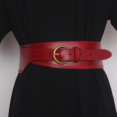Cinturón de Cuero Grabado con Hebilla Japonesa Irregular para Mujer - Image 3
