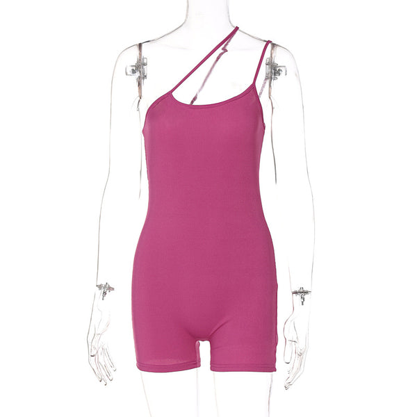 Jumpsuit Slim Fit Hombros Caídos en Colores Sólidos