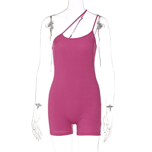 Jumpsuit Slim Fit Hombros Caídos en Colores Sólidos