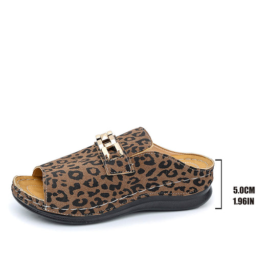 Pantuflas Plataforma Cuña Plus Size Estampado Leopardo para Playa - Image 7