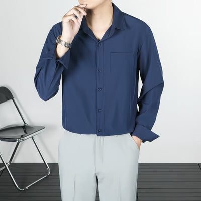 Camisa Suelta de Lino Coreana con Drapeado Elegante - Image 8