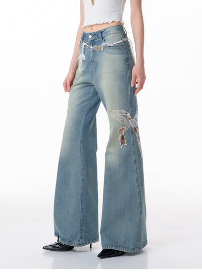 Jeans Rectos de Talle Alto con Detalle de Moño - Image 11