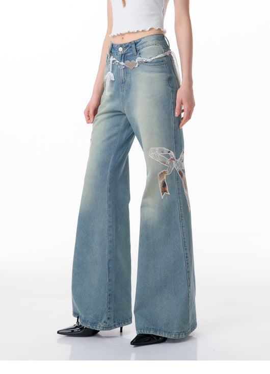 Jeans Rectos de Talle Alto con Detalle de Moño - Image 11