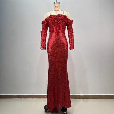 Vestido Largo Ajustado con Lentejuelas para Mujer - Image 2