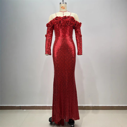 Vestido Largo Ajustado con Lentejuelas para Mujer - Image 2