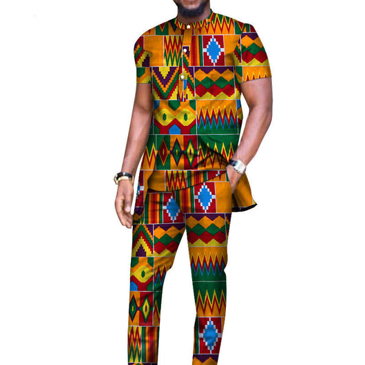 Conjunto Africano de Algodón para Hombre: Camisa Manga Larga y Pantalón - Image 27