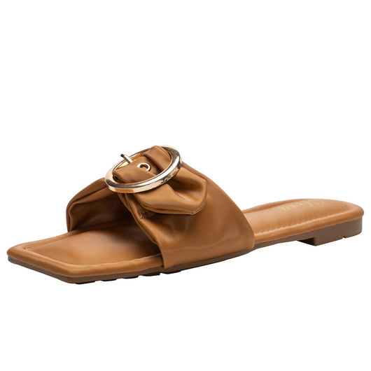 Sandalias Planas Estilo Coreano con Hebilla de Moda y Punta Cuadrada - Image 7