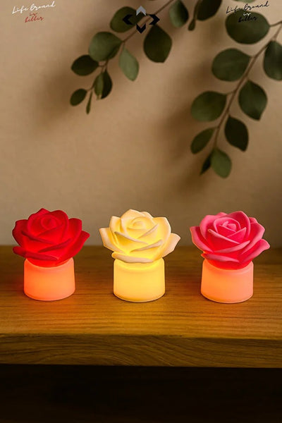 Set de 3 Lámparas LED Rosa con Patrón Romántico para Mesita de Noche