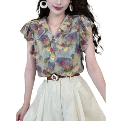 Blusa Elegante Retro con Escote en V para Mujer - Image 6