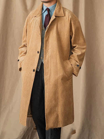 Abrigo Corduroy Otoño Largo Suelto Manga Raglan Retro - Image 10
