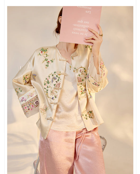 Blusa Larga Estilo Chino Premium con Bordado y Estampado Artesanal - Image 22