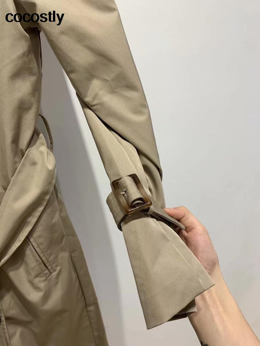 Abrigo Trench Vintage Cruzado para Mujer - Largo Sobre la Rodilla - Image 16
