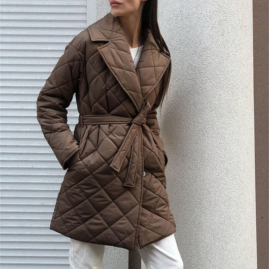Abrigo de Algodón Tipo Solapa Midi para Mujer - Colección Otoño Invierno - Image 2
