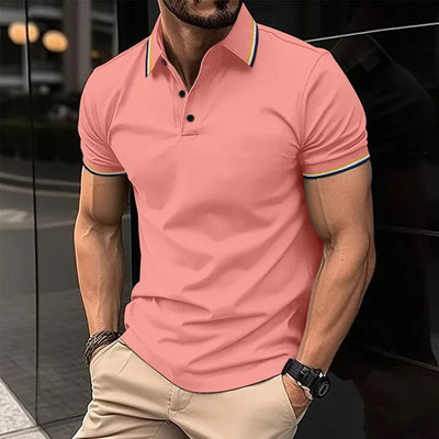 Polo Casual Holgado de Manga Corta Liso para Hombre - Image 41