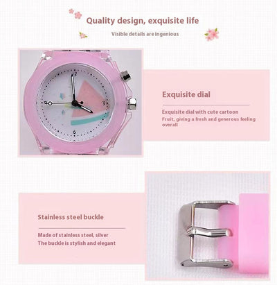 Reloj Infantil de Silicona con Luz y Patrón de Frutas - Image 22