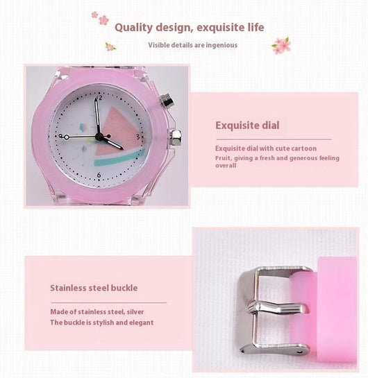 Reloj Infantil de Silicona con Luz y Patrón de Frutas - Image 22
