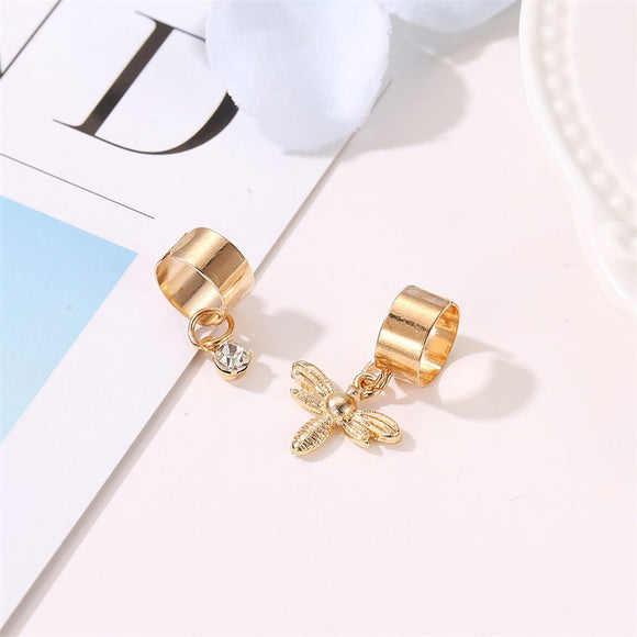 Clip Auricular en U con Diamante de Abeja - Diseño Ancho Pequeño