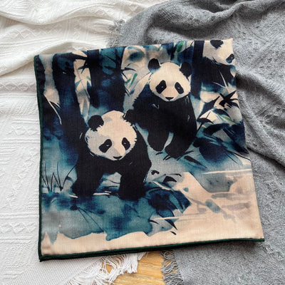 Bufanda de Lana con Estampa Panda Tinta Artística - Image 2