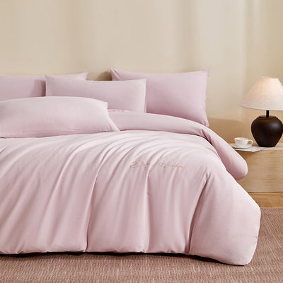 Juego de Cama de Algodón Grueso con Bordado Minimalista - 4 Piezas - Image 5