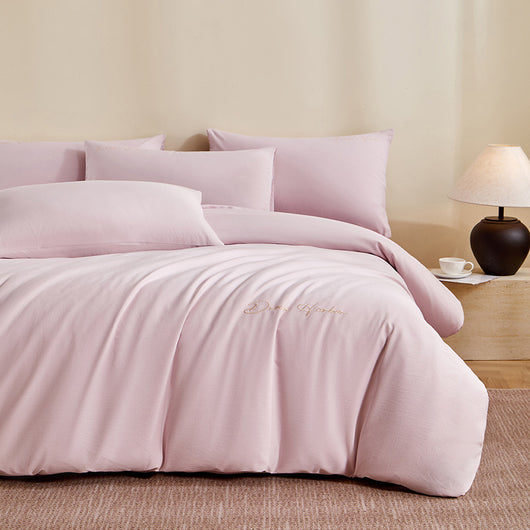 Juego de Cama de Algodón Grueso con Bordado Minimalista - 4 Piezas - Image 5