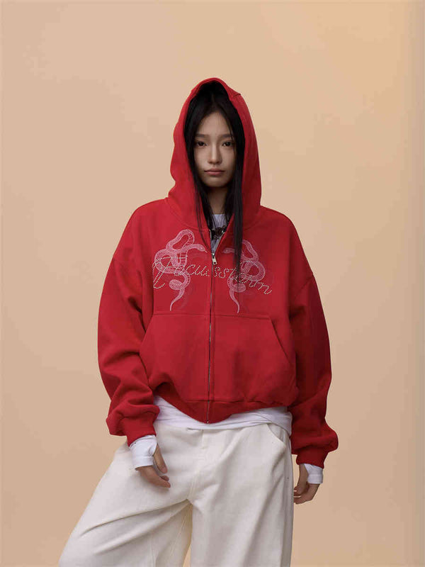 Sudadera Estampada con Capucha Retro para Mujer