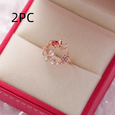 Anillo Flor de Cristal Diamante con Circonita Micro Incrustada - Diseño Abierto Ajustable - Image 18