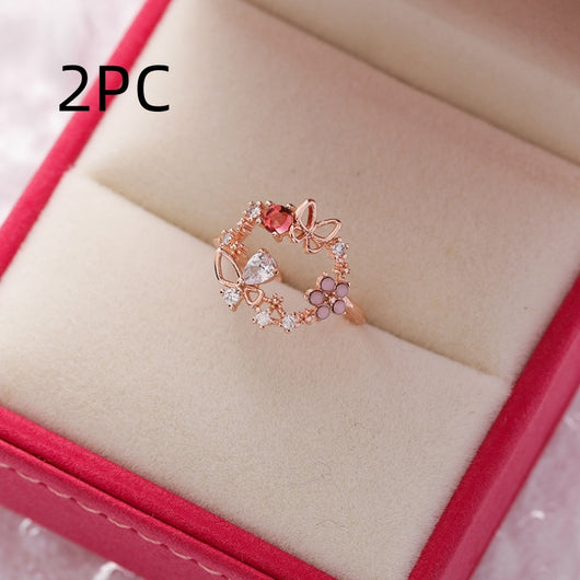 Anillo Flor de Cristal Diamante con Circonita Micro Incrustada - Diseño Abierto Ajustable - Image 18