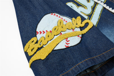 Camisa Denim Estilo Vintage Americana con Bordado Flocked - Image 16