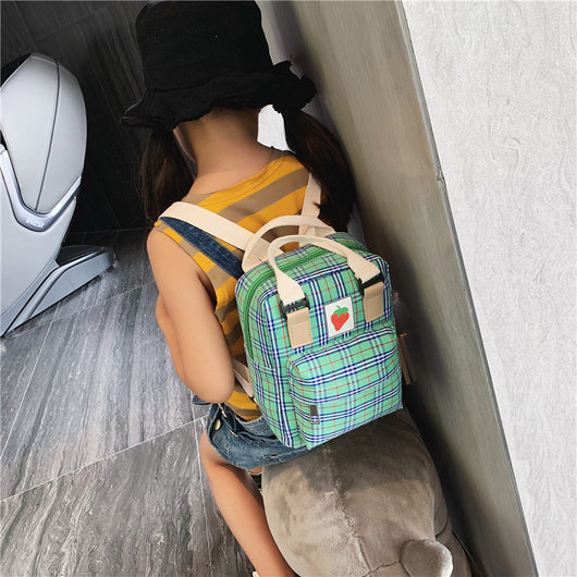 Mochila Infantil Cuadriculada con Diseño de Caricaturas - Image 5