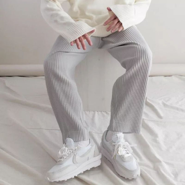 Pantalones Rectos de Cintura Media en Colores Lisos - Estilo Europeo y Americano
