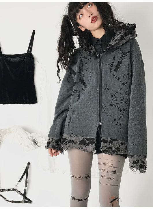 Sudadera con Capucha Desgarrada Dark Subculture - Image 31