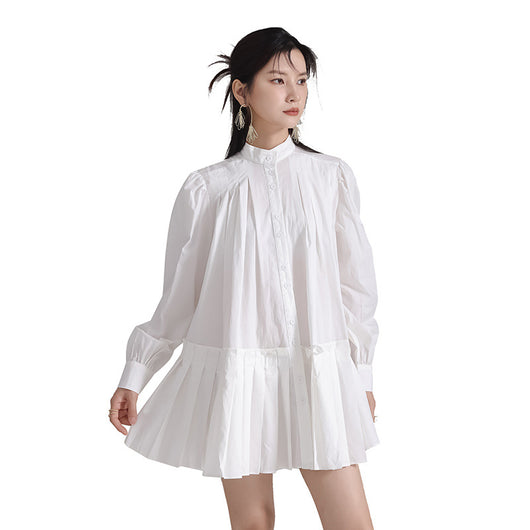 Vestido Camisero Plisado Manga Larga Diseño Exclusivo - Image 6
