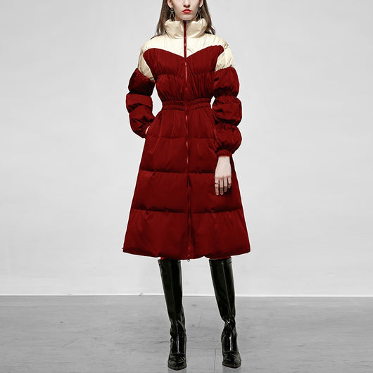 Chaqueta de Plumas de Pato Blanco con Cintura Plisada - Image 10