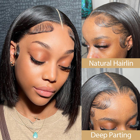 Peluca Bob Liso con Encaje Frontal Transparente 13x4 Cabello Natural - Image 2