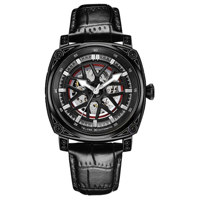 Reloj Automático de Acero Inoxidable con Correa de Cuero para Hombre - Image 4