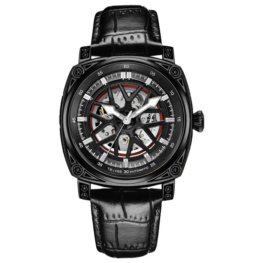 Reloj Automático de Acero Inoxidable con Correa de Cuero para Hombre - Image 4