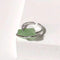 Anel Feminino Flor de Pêssego Design Simples Anel de Zircão Verde Niche