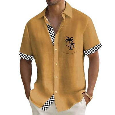 Camisa Hombre Estampado Árbol de Coco con Rayas Geométricas - Image 5