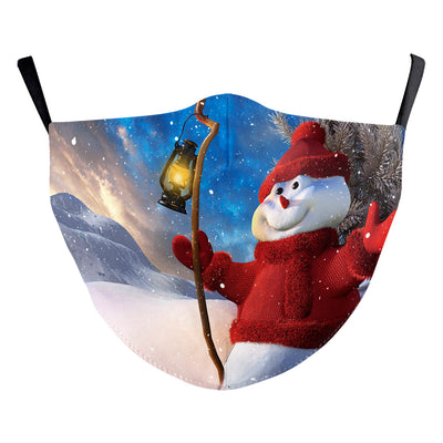 Light blue Christmas dust mask with a cartoon cool Santa Claus wearing sunglasses and gold rings, pointing forward. - Image 21