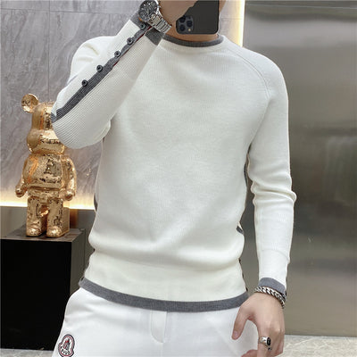 Suéter de Cuello Redondo a Rayas - Pullover Versátil para Hombre Joven - Image 39
