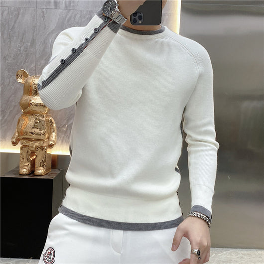Suéter de Cuello Redondo a Rayas - Pullover Versátil para Hombre Joven - Image 39